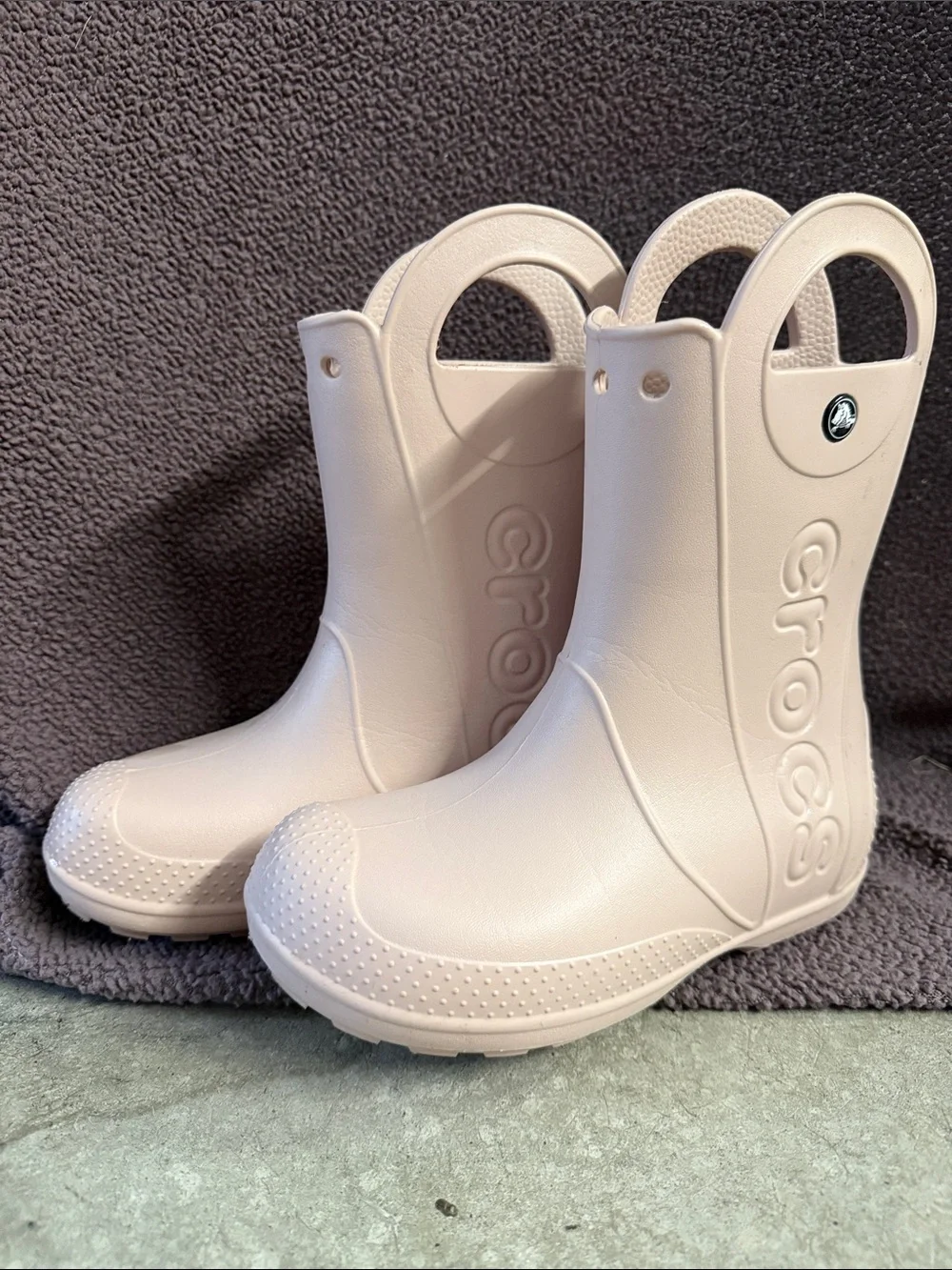 CROCS Kids' Pull-On Rain Boots in Light Tan